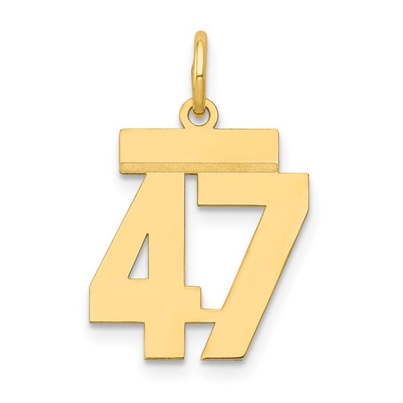 14k Yellow Gold Athletic Collection Small Polished Number 47 Pendant